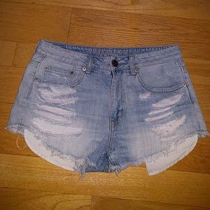 American Eagle distressed light wash shorts